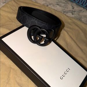 Gucci Black Supreme Marmont Belt with Iconic GG Buckle